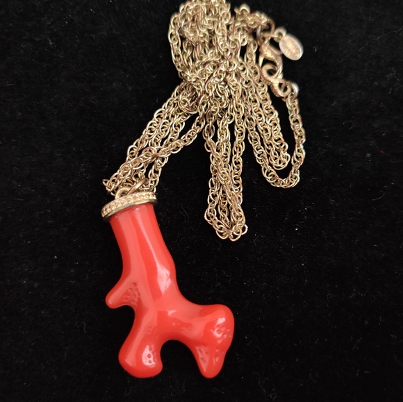 Vintage Kenneth Jay Kane Oxblood Coral Branch Necklace - Picture 1 of 5
